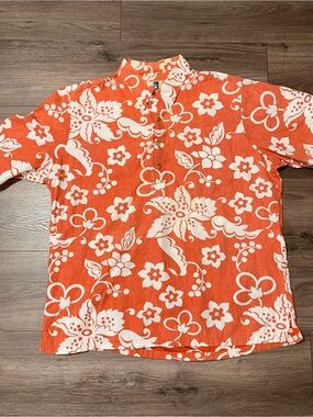 Kahala Hawaiian Button-Up Shirt Vintage 90’s Kahala Coral & White Pullover